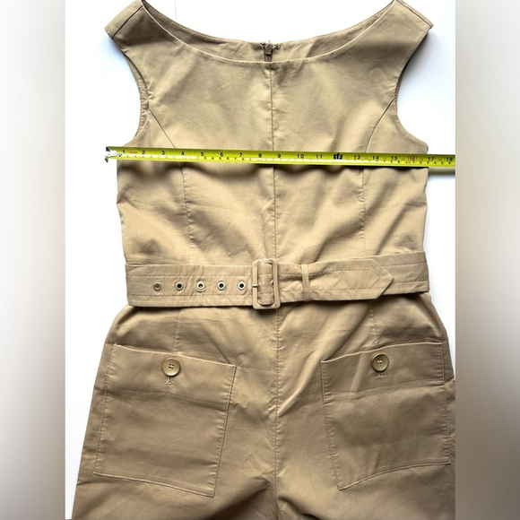 Belted Wide-Leg Jumpsuit Women's Tan Belted Romper cotton blend - Picture 7 of 10